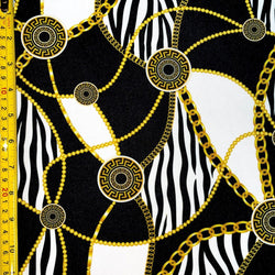 Zebra Print with Rope and Chains on Poly Spandex Fabric (4 Way Stretch/Per Yard)