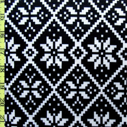 Pixel Snowflakes Print on Poly Spandex Fabric | (2 Way Stretch/Per Yard)