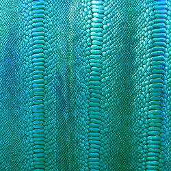 Holographic Ombre Snake Skin Print on Nylon Spandex Fabric (Turquoise/Black) | (4 Way Stretch/Per Yard)