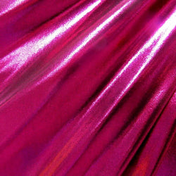 Holographic Fuchsia Matrix Dot on Black Nylon Spandex Fabric | (4 Way Stretch/Per Yard)