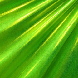 Holographic Matrix Dot on Nylon Spandex Fabric (Gold/Lime Green) | (4 Way Stretch/Per Yard)