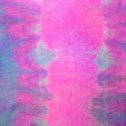 Holographic Mirror Dots on Tie Dyed Nylon Spandex Fabric (Fuchsia/Sky Blue) | (4 Way Stretch/Per Yard)