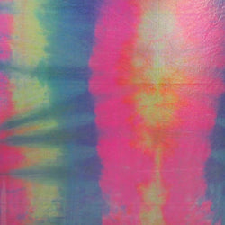 Holographic Mirror Dots on Tie Dyed Nylon Spandex Fabric (Fuchsia/Yellow/Royal/Green) | (4 Way Stretch/Per Yard)