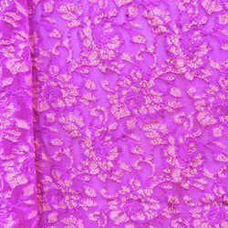 Floral Print Lace Fabric (Raspberry) | (2 Way Stretch/By The Yard)