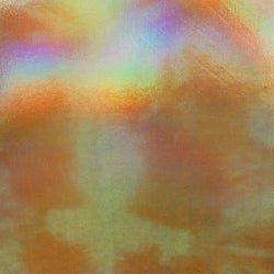 Holographic Mirror Dots on Tie Dyed Nylon Spandex Fabric (Yellow/Orange) | (4 Way Stretch/Per Yard)