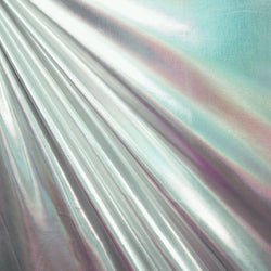 Mirror Dots on Metallic Nylon Spandex Fabric (White/Silver) | (4 Way Stretch/Per Yard)