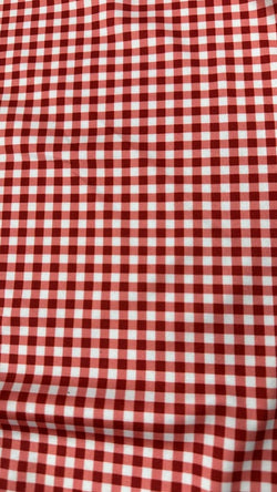 Gingham Print on Poly Spandex Fabric (Red) | (4 Way Stretch/Per Yard)