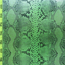 Silver Dots on Snake Skin Print on Poly Spandex Fabric (Green) | (4 Way Stretch/Per Yard)