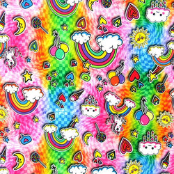 Rainbow & Candy Theme Print on Polyester Spandex Fabric | (4 Way Stretch/Per Yard)