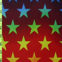 Gradient Theme Star Print on Poly Spandex Fabric (Multicolor) | (4 Way Stretch/Per Yard)