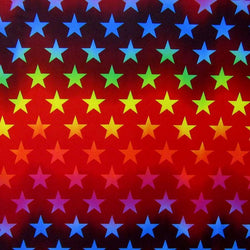 Gradient Theme Star Print on Poly Spandex Fabric (Multicolor) | (4 Way Stretch/Per Yard)