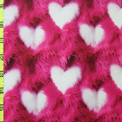 Fuzzy Hearts on Poly Spandex Fabric | (4 Way Stretch / Per Yard)