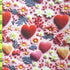 Crochet Hearts Printed on Poly Spandex Fabric | (4 Way Stretch / Per Yard)