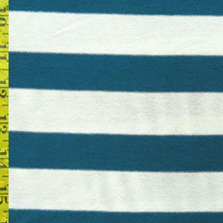 Horizontal Stripes on Cotton Spandex Fabric (White/Mallard) | (4 Way Stretch/Per Yard)