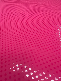 Dots with Holographic Foil Print on Poly Spandex Fabric (Coral/Neon Coral) | (2 Way Stretch/Per Yard)