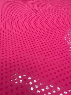 Dots with Holographic Foil Print on Poly Spandex Fabric (Coral/Neon Coral) | (2 Way Stretch/Per Yard)