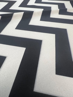 Two Inch Chevron Print on Nylon Spandex Fabric (White/Black) | (4 Way Stretch/Per Yard)