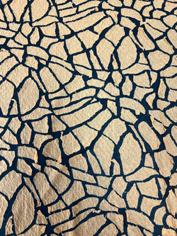 Abstract Print on Black Poly Spandex Fabric (Orange/Black) | (4 Way Stretch/Per Yard)