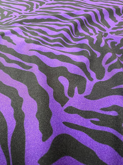 Exotic Tiger Print on Nylon Spandex Fabric (Purple/Black) | (4 Way Stretch/Per Yard)