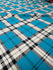 Designer Plaid Print on Nylon Spandex Fabric (Turquoise) | (4 Way Stretch/Per Yard)