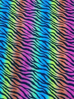 Rainbow Zebra Print on Lightweight Poly Spandex Fabric (Rainbow) | (2 Way Stretch/Per Yard)