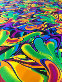 Psychedelic Void Abstract Print on Poly Spandex Fabric | (4 Way Stretch/Per Yard)