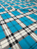 Designer Plaid Print on Nylon Spandex Fabric (Turquoise) | (4 Way Stretch/Per Yard)