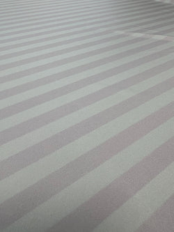 Vertical Stripes on Poly Spandex Fabric (White/Faded Light Pink) | (4 Way Stretch/Per Yard)
