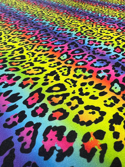 Rainbow Leopard Print on Poly Spandex Fabric | (4 Way Stretch/Per Yard)