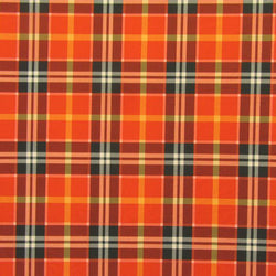 Colorful Plaid Print on Poly Spandex Fabric (Orange) | (4 Way Stretch/Per Yard)