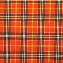 Colorful Plaid Print on Poly Spandex Fabric (Orange/Coffee) | (4 Way Stretch/Per Yard)