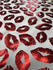 Metallic Foil Lip Print on Poly Spandex Fabric (Red/White) | (4 Way Stretch/Per Yard) **LIMITED**