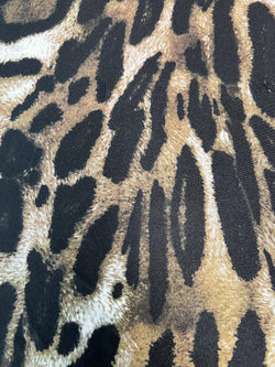 Leopard Print on Poly Spandex Fabric | (4 Way Stretch/Per Yard)