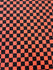 Checkerboard Print on Poly Spandex Fabric (Vibrant Orange/Black) | (4 Way Stretch/Per Yard)