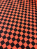 Checkerboard Print on Poly Spandex Fabric (Vibrant Orange/Black) | (4 Way Stretch/Per Yard)