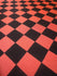 Checkerboard Print on Poly Spandex Fabric (Vibrant Orange/Black) | (4 Way Stretch/Per Yard)