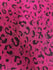 Leopard Print with Fuchsia Glitter on Raspberry Stretch Mesh Fabric | (2 Way Stretch/Per Yard)
