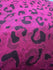 Leopard Print with Fuchsia Glitter on Raspberry Stretch Mesh Fabric | (2 Way Stretch/Per Yard)