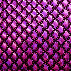 Fuchsia & Black Mermaid Fish Scale on Hologram Foil Spandex w/ Dots Fabric | (4 Way Stretch/Per Yard)