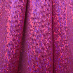 Fuchsia Shattered Glass w/ Holographic Foil Spandex Fabric | (4 Way Stretch/Per Yard)
