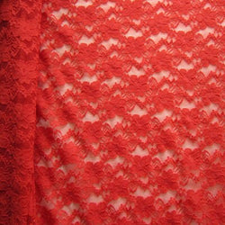 Strawberry Blossom Floral Pattern Stretch Lace Fabric | (4 Way Stretch/Per Yard) | Multiple Colors