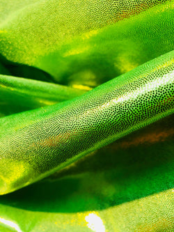 Neon Green Matrix Dot on Nylon Spandex Fabric | (4 Way Stretch/Per Yard)