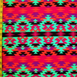 Aztec Tribal Pattern on Nylon Spandex Fabric | (4 Way Stretch/Per Yard)