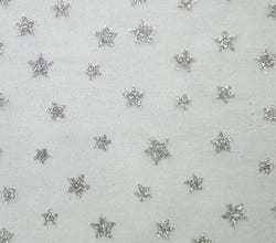 Sparking Metallic Glitter Stars on Stretch Mesh Fabric | Multiple Colours | (2 Way Stretch/Per Yard)