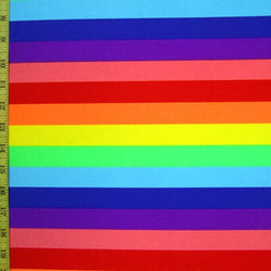 1" (One Inch) Striped Gay Pride Flag Fabric | (4 Way Stretch/Per Yard)