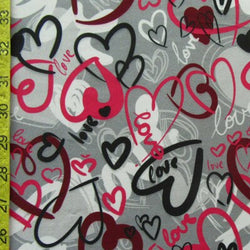 Hearts w/ Love Fabric | (4 Way Stretch / Per Yard) **Valentine Special**