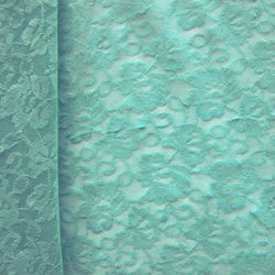 Floral Stretch Lace Fabric (Aquamarine Blue) | (4 Way Stretch/Per Yard)