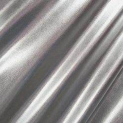 Shiny Foil on Poly Vinyl Fabric (White/Silver) | (4 Way Stretch/Per Yard)