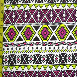 Vintage Aztec Print on Poly Spandex Fabric | (4 Way Stretch/Per Yard)