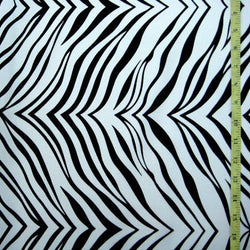 Exotic Zebra Print on Nylon Spandex Fabric (White) | (4 Way Stretch/Per Yard)
